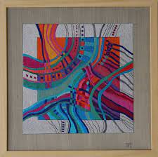 Happy Landscape Ii Painting In 2021 Fiber Art Quilts Abstract Quilt Fabric Painting