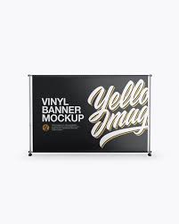 Glossy Vinyl Banner Mockup Front View In Outdoor Advertising Mockups On Yellow Images Object Mockups Mockup Free Psd Mockup Free Download Vinyl Banners