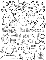 Halloween Coloring Pages Cute Doodle Art Easy Doodles Drawings Kawaii Fruit
