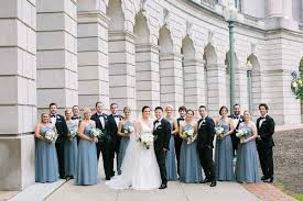 Traditional Ceremony Ballroom Reception With Blue Gold Decor Wedding Reception Catholic Wedding