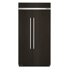 Side by side refrigerator in fingerprint resistant black stainless store more of your family's favorites with store more of your family's favorites with purposeful storage spaces. Kitchenaid 45 25 48 Cu Ft Built In Refrigerator Black Stainless Pcrichard Com Kbsn602ebs