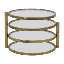 The colton mid century modern 25 coffee table by edloe finch features a smooth, richly grained solid walnut veneer beveled top and tapered brushed metal legs. 63 Off Mid Century Milo Baughman Style Brass Swivel Coffee Table Tables