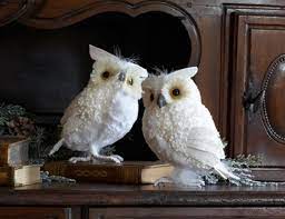 Their ornament is made of birch wood and features five owls with the phrase owl be home for christmas. Set Of 2 Snowy Winter White Owl Christmas Table Top Decorations 7 5 Walmart Com Walmart Com