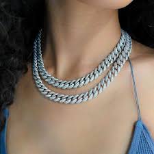 After trying two different types of chains, this one was able to fit my pendant. Womens Cuban Link Chain 10mm In White Gold In 2021 Cuban Link Chain Womens Jewelry Necklace Chain Necklace Outfit