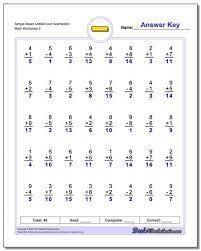 Addition and subtraction worksheets (questions & answers) for kindergarten, 1st, 2nd, 3rd, 4th, 5th & 6th grade teachers, parents and students is available for free in printable & downloadable (pdf & image) format. Math Worksheets With Mixed Addition And Subtraction Problems Th Addition And Subtraction Worksheets Kindergarten Subtraction Worksheets Subtraction Worksheets