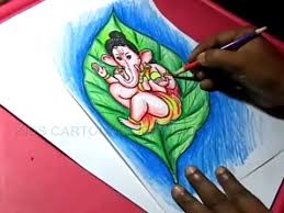 how to draw leaf ganesha drawing step by step