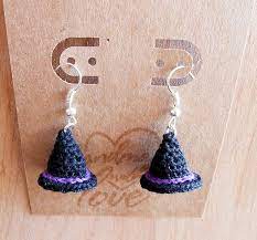 The Cutest 3d Witch Hat Earrings Ever Pattern By Crochetcauldron Crochet Jewelry Patterns Crochet Earrings Pattern Crochet Earrings