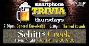 Mar 05, 2020 · only an honorary schitt's creek resident can pass this trivia quiz. Thursday Trivia Schitt S Creek The Forge Tavern