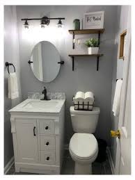 Half Bath Remodel Half Bath Remodel Half Bath Powder Room Remodel Grey Walls White Vanity Half Bath Remodel Half Bathroom Remodel Half Bathroom Decor
