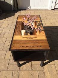 This Beautifully Hand Crafted Coffee Table Is Made From Wine Distribution Boxes Each Has The Wine La Wine Box Table Wine Crate Coffee Table Crate Coffee Table