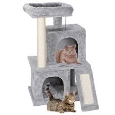 Browse walmart canada for a wide assortment of cat trees, with all kinds of creative designs, keeping your cat happily occupied, at everyday great prices! Segawe 34 In Cat Tree Condo Scratching Post Tower Gray Walmart Com Walmart Com