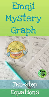 Two Step Equations Practice Solutions Create A Mystery Emoji Graph Includes Distributing Fun Acti High School Math High School Math Teacher Teaching Algebra