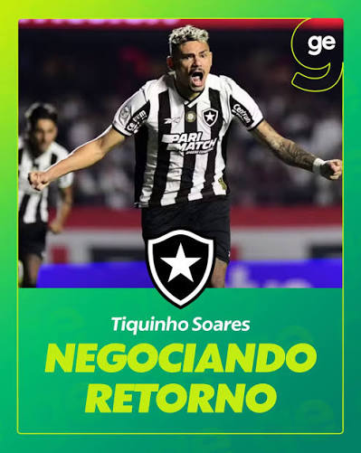 O QUE ACHA, TORCEDOR? 🤔 Tiquinho Soares est&aacute; livre no mercado desde que rescindiu, por via judicial, o contrato com o Santos em julho.⁣ ⁣ O contrato do jogador com o Botafogo