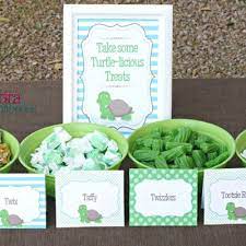 Our turtle baby shower cupcake toppers measure (background circle) 2.5 wide and approximately 5.5 tall (top of circle to bottom of stick). Turtle Themed Baby Shower Tag Archives Pretty My Party Party Ideas
