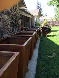 Corten steel pedestal planter —. The Six 36 Tall Corten Steel Planters All Rusty And Ready For The Trip To Lodi For Oak Farm Vineyards Bota Corten Steel Planters Corten Planter Tall Planters