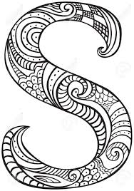 Mao Desenhada Letra Maiuscula S Em Preto Folha De Coloracao Para Adultos Colouring Sheets For Adults Coloring Letters Coloring Pages