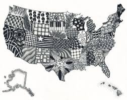 United States Map Zentangle Art Zentangle Patterns Zentangle Zentangle Art