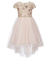 Rare Editions Little Girls 2t 6x Embroidered Bodice Mesh Hi Low Dress Girls Special Occasion Dresses Girls Formal Dresses Champagne Girl Dress