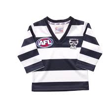 Each season produces a new style of guernsey, but they always feature black and white stripes. Afl Replica Longlseeve Toddler Guernsey Geelong Cats Sportspower Super Store