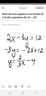 But we also could have used equation (2) to write x we can solve a system of equations by the substitution method if one variable in at least one equation in the system is first expressed explicitly in terms of. How To Express Y In Terms Of X In The Equation 2x 3y 12 Quora
