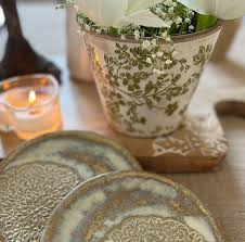 Teller Dani Blume glänzend, creme, karamell oder türkis