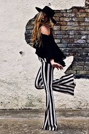 Black And White Striped Flare Pants Outfit Black And White Striped Pants Couture Envy Boutique With Images Fashion Flared Pants Outfit Style