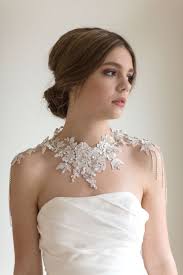 Lace Shoulder Jewelry Bridal Lace Bib Necklace Wedding Rhinestone Statment Necklace Bridal Lace Shoulder Jewelry Dress Accessories