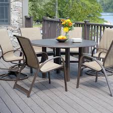 Telescope Casual Primera 6 Person Sling Patio Dining Set With Stacking Chairs Kona Cheap Outdoor Furniture Commercial Outdoor Furniture Patio Dining Set