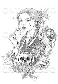 When you direct this focus on addams family coloring pages pictures you can experience. Macabre Girl Coloring Page Halloween Skull Flowers Line Etsy