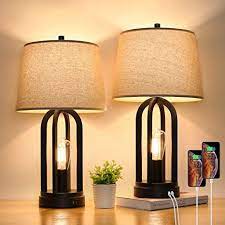 Gaia big table lamp with a touch function, white €114.90 delivery time: Touch Bedside Table Lamps With Rotary Switch Set Of 2 3 Way Dimmable Bedroom Living Room Lamps With Usb Charging Ports Industrial Nightstand Lamp With Fabric Lampshade For Reading Bulbs Included Amazon Com