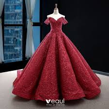 Top angebote auf brautkleider vintage und hochzeitskleider spitze. Beste Rot Brautkleider Hochzeitskleider 2020 A Linie Off Shoulder Kurze Armel Ruckenfreies Glanz Applikationen Spitze Sweep