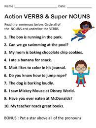 Verbs Vs Nouns First Grade Adjectiveset For 1st Grade Adjectiveets Free First Verb Noun Place Value Jaimie Bleck Preposition Choice Is Determined By The Noun Verb Adjective Or Particle Which