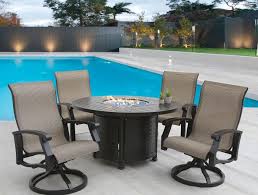 Maybe you would like to learn more about one of these? Barbados Sling Outdoor Patio 5pc Dining Set With 50 Inch Round Fire Table Series 4000 Zenpatio