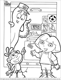 In this free dora coloring page there are a lot of characters shown. Free Dora The Explorer Coloring Page Coloring Library