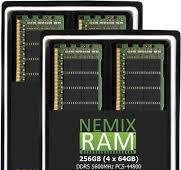 NEMIX RAM 256GB (4X64GB) DDR5 5600MHZ PC5-44800 2Rx4 1.1V CL46 288-PIN ECC  RDIMM Registered Server Memory KIT Compatible with Lenovo ThinkSystem