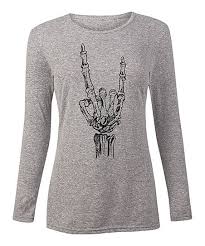 Instant Message Womens Athletic Heather Skeleton Hand Long