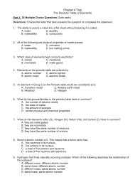 Students will know the different properties of elements. Chapter 4 Test The Periodic Table Of Elements Part 1