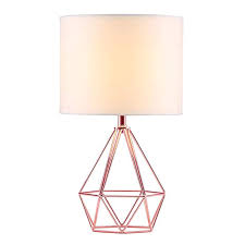 Sottae Modern Style Rose Gold Hollowed Out Base Living Room Bedroom Beside Table Lamp Desk Lamp With White Fabr Table Lamp Ceramic Lamp Base Modern Lamp Bases