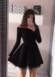 Long Sleeve Black Homecoming Dresses Off The Shoulder Short Black Prom Dress Ml432 Short Red Prom Dresses Simple Homecoming Dresses Long Sleeve Homecoming Dresses