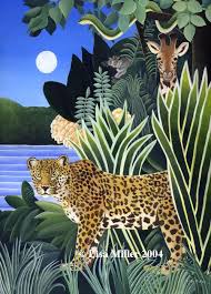 African Jungle In The Style Of Henry Rousseau By Lisa Miller Jungle Art Naive Art Jungle Illustration