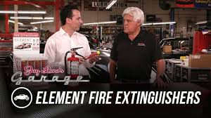 A large, heavy cylinder of compressed gas filled with a messy powder is an antiquated way to put out a fire. Element Fire Extinguishers Jay Leno S Garage Youtube