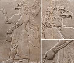 David - Winged figures known as genies were common in royal ᴀssyrian art. These eagle-headed supernatural protectors wear rosette bracelets, a symbol of divinity. Genies often flank kings to showcase their protection