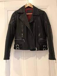 All Saints Armstead Leather Biker Jacket Size 10 Leather Denim Jackets Biker Jacket