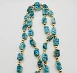 Vintage Egyptian revival scarab beetle Necklace 26”