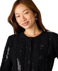 Steve Madden Women's Harlyn Sequin Cable Knit Cardigan