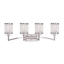 Bathroom Vanity 4 Light With Clear Crystals Brushed Nickel Size 9 In 240 Watts World Of Crystal Walmart Com Walmart Com