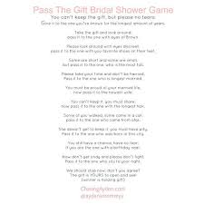 Pass The Gift Bridal Shower Game Free Printable Http Chasingayden Com Ashleys Blus Bridal Shower Poems Bridal Shower Games Bridal Shower Games Free Printables
