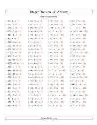 Dividing Integers -- Negative Divided By A Positive (A)