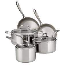 Tramontina 8 Piece Tri Ply Clad Stainless Steel Cookware Set With Glass Lids Walmart Com