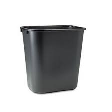 Rubbermaid Commercial Deskside Plastic Wastebasket Rectangular 7 Gal Black Waste Basket Trash Can Garbage Can